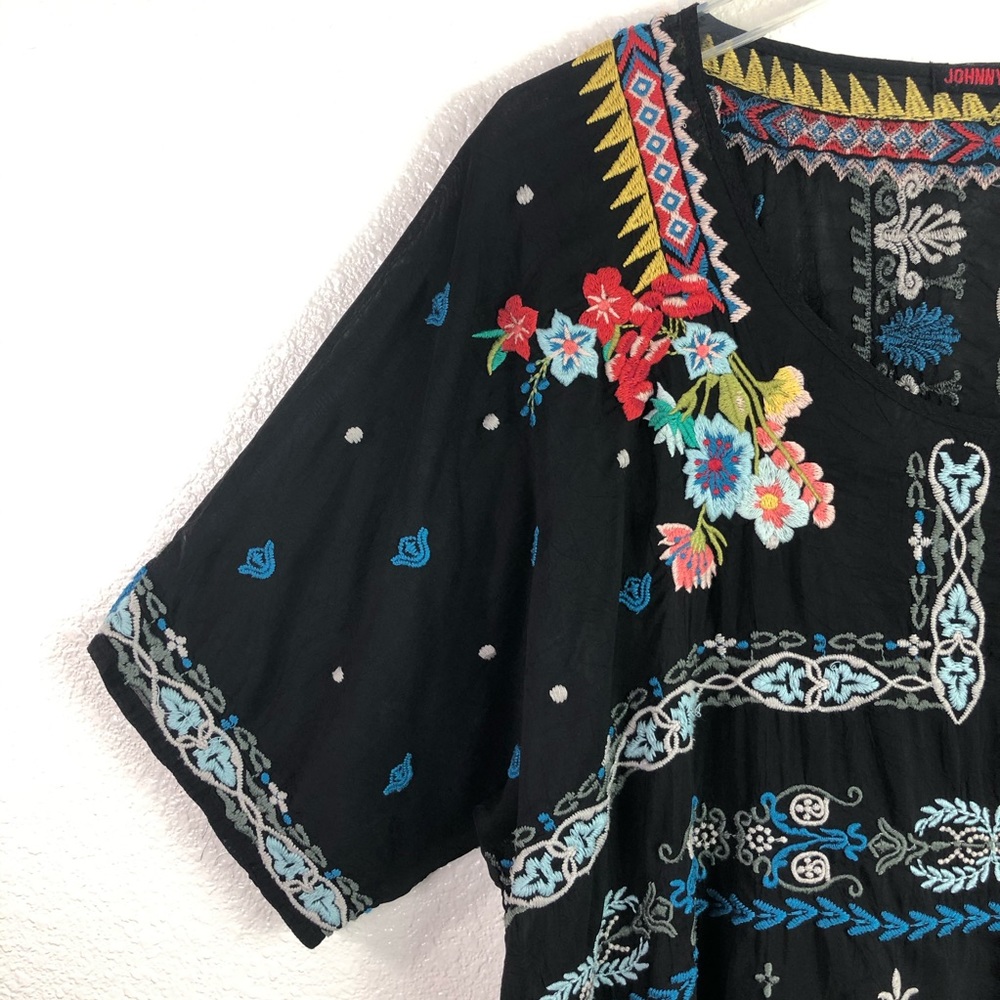 Johnny Was Black Tunic with Colorful Embroidery-SO PRETTY! - Picture 4 of 8